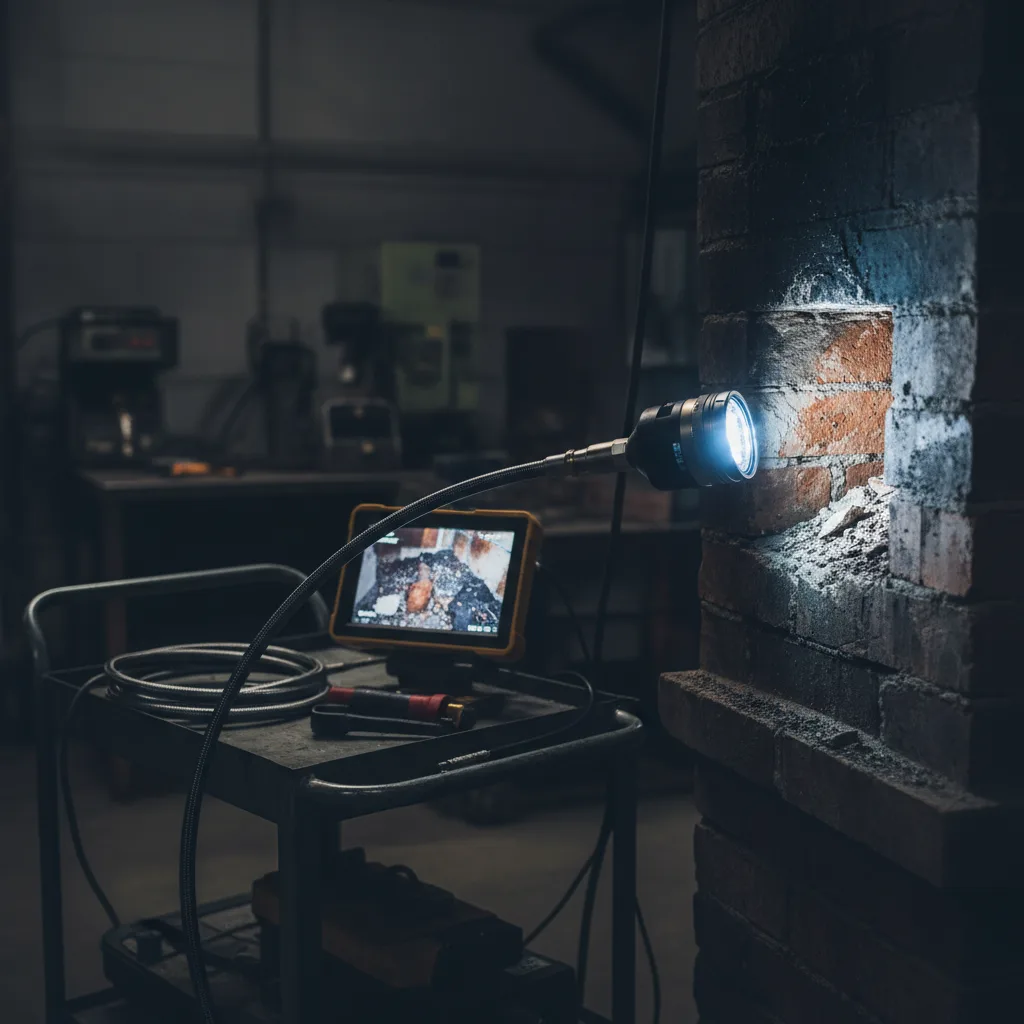 Caméra d'inspection endoscopique dans un conduit de fumée