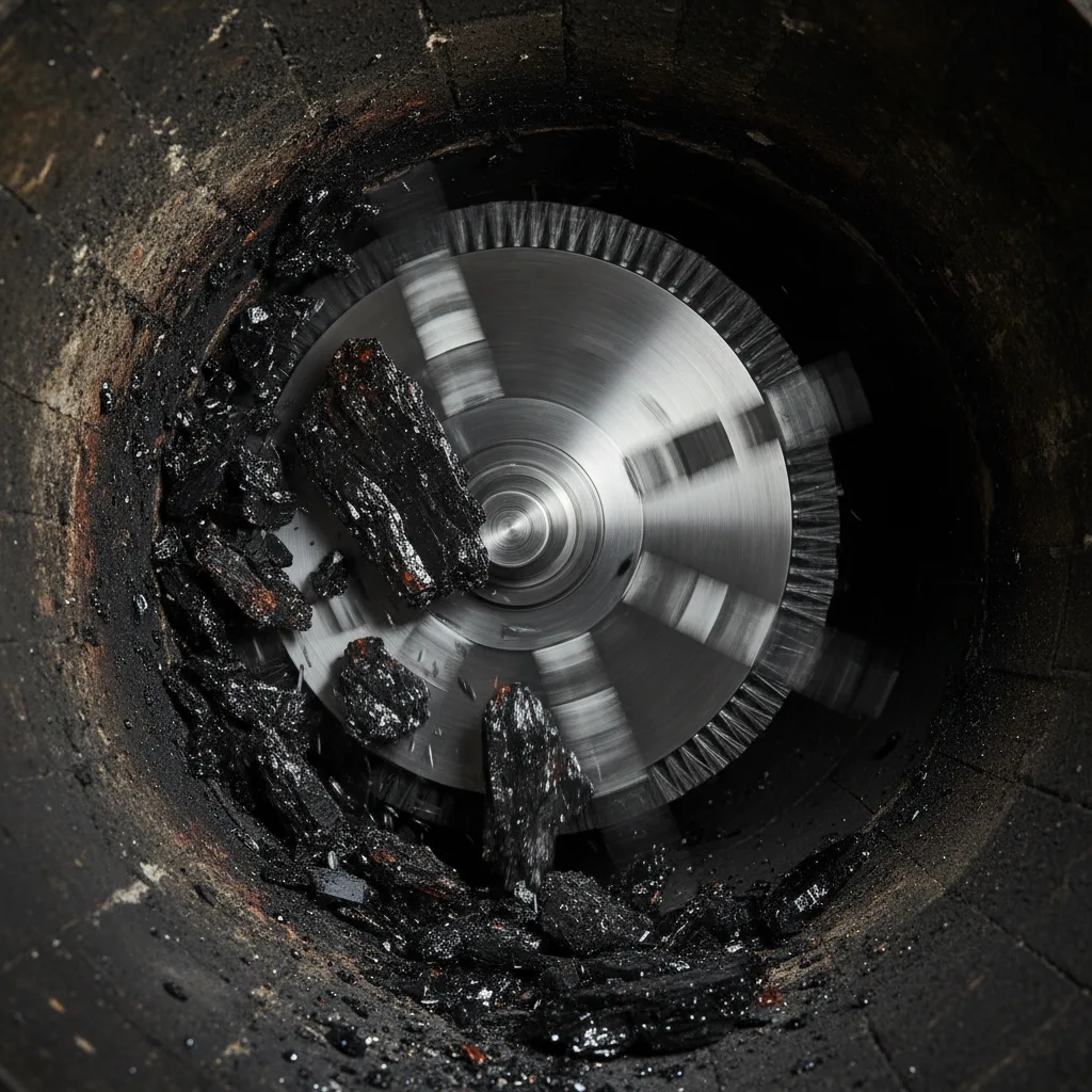 Débistrage mécanique d'un conduit de cheminée encrassé